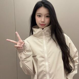 原版 學生寬松休閑百搭風衣夾克復古沖鋒衣 做法布料外套女春秋韓版