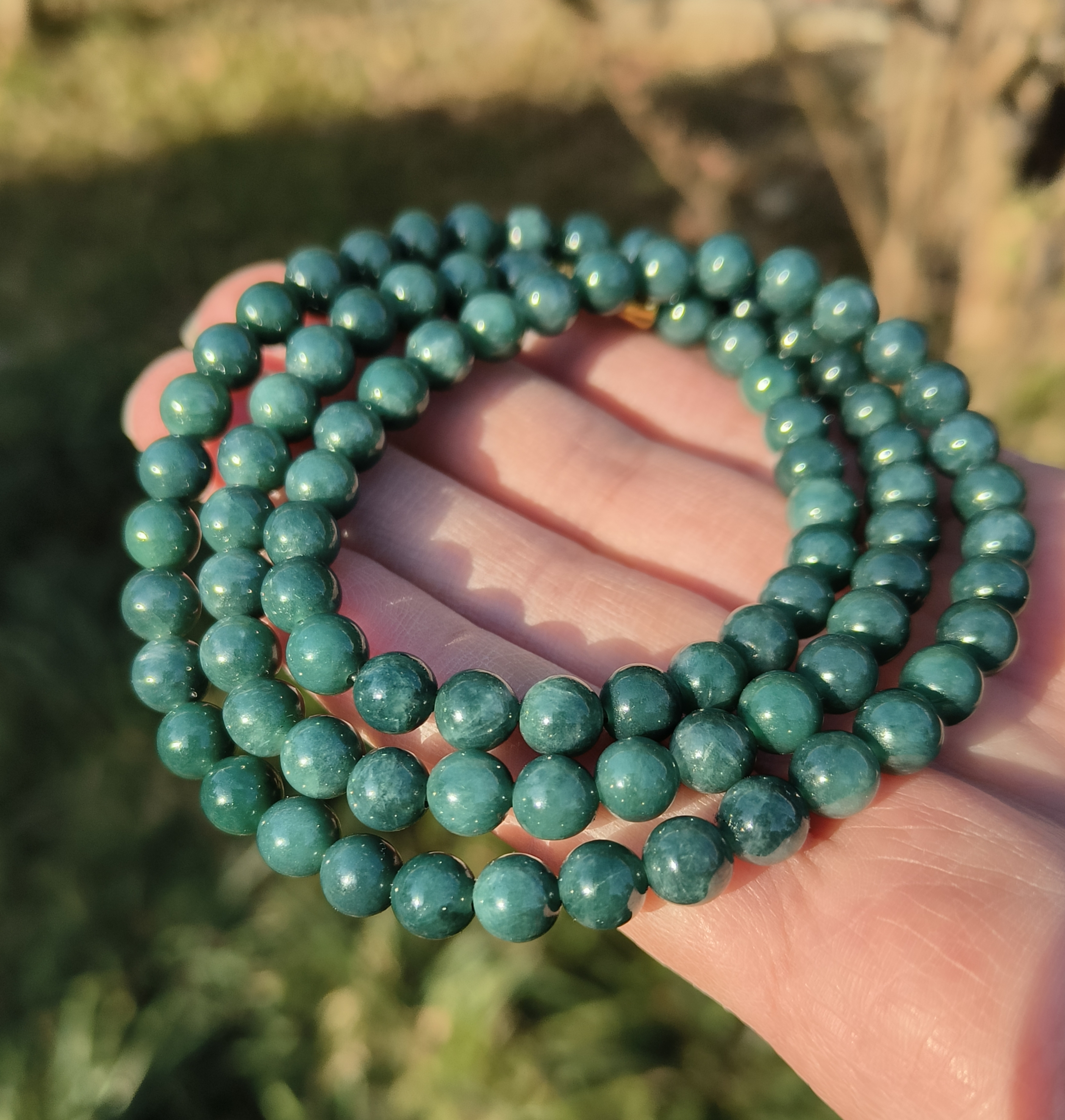 卡6.6mm牛子蓝翡翠项链手链天然缅甸翡翠A货玉石圆珠90颗送证书