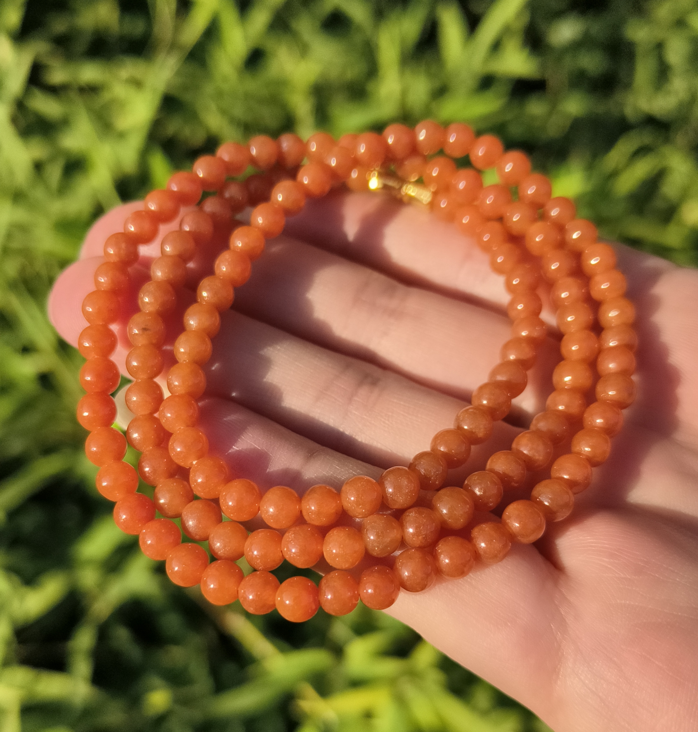 满红色翡翠项链手链卡5mm圆珠121颗送证书(烧色)