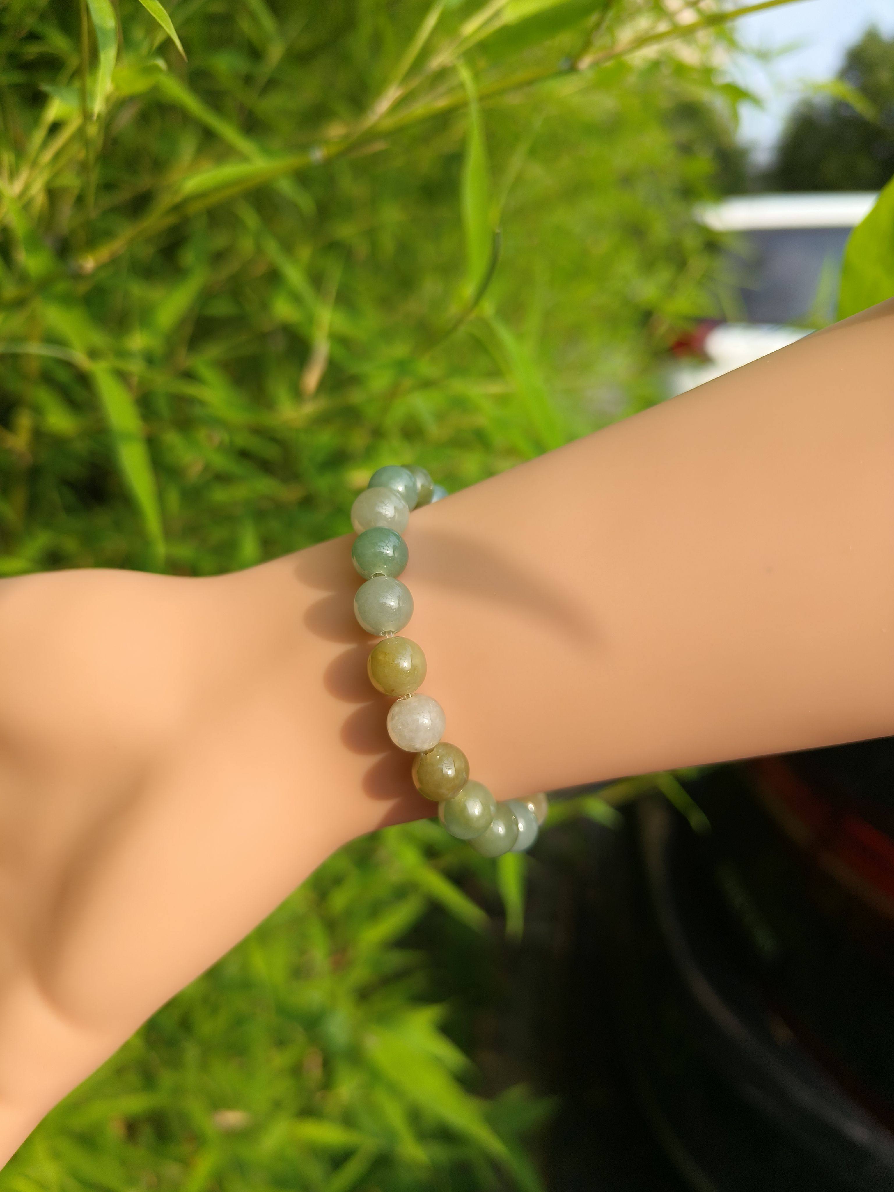 天然缅甸翡翠a货手链手串三彩多宝8mm女士精品送母亲女友闺蜜礼物