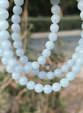 卡7mm蓝紫色翡翠项链手链天然缅甸翡翠A货玉石圆珠88颗送证书