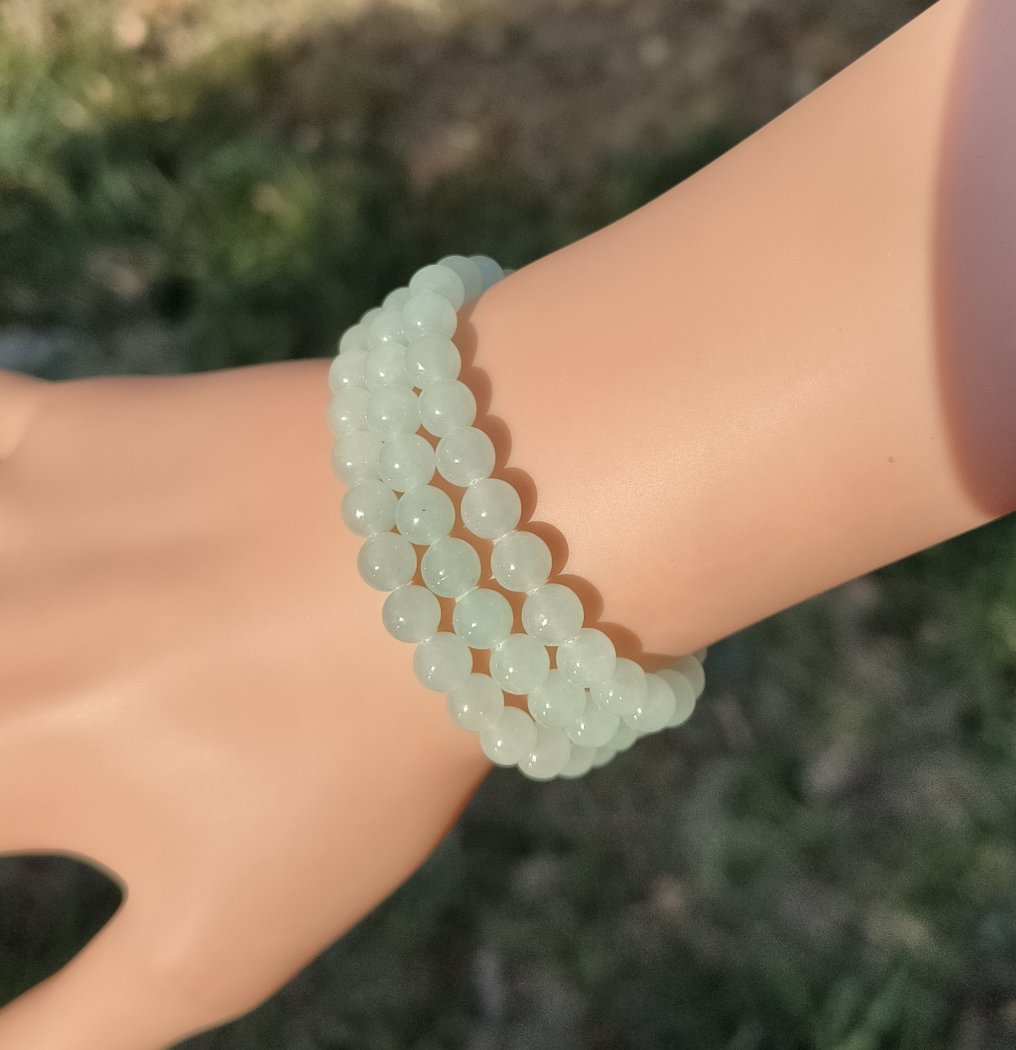 108颗卡6mm圆珠冰晴绿色翡翠项链手链天然缅甸翡翠A货玉石送证书