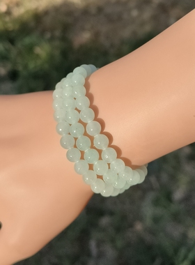 108颗卡6mm圆珠冰晴绿色翡翠项链手链天然缅甸翡翠A货玉石送证书