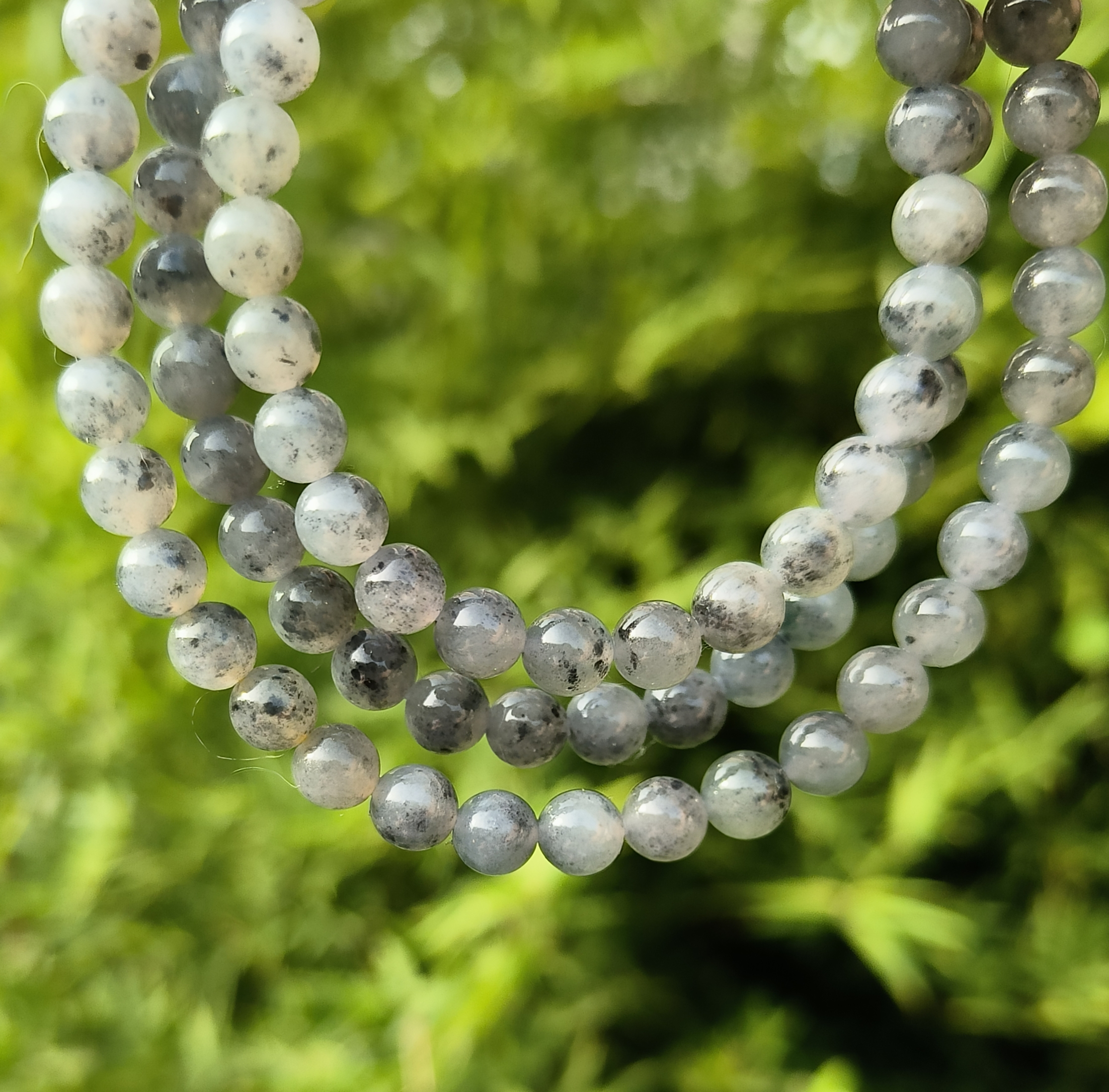 卡6.8mm冰乌鸡翡翠项链手链天然缅甸翡翠A货玉石圆珠95颗送证书