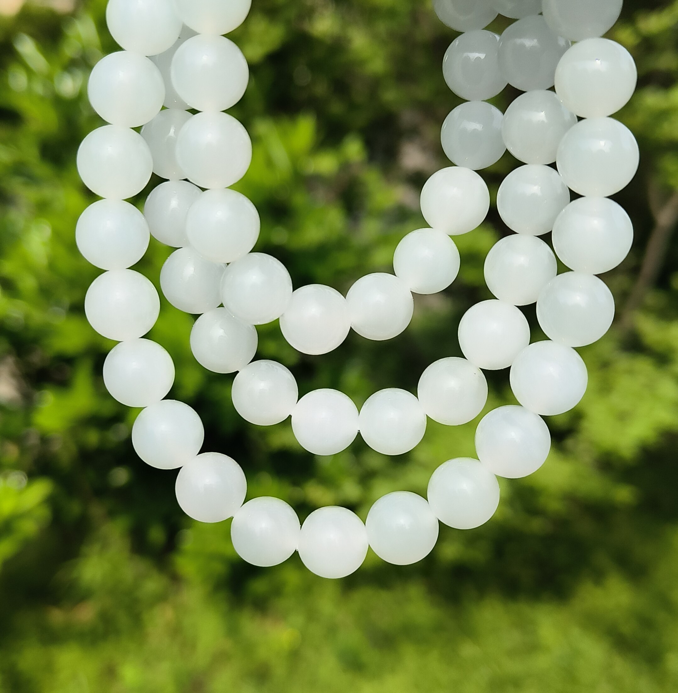 卡10+mm白冰晴底翡翠项链手链天然缅甸翡翠A货玉石圆珠66颗送证书