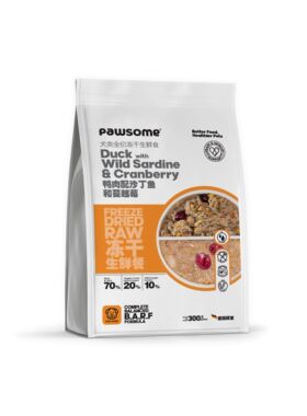 Pawsome狗狗冻干生鲜餐鸭肉沙丁鱼蔓越莓德国生骨肉鲜粮泌尿肾脏