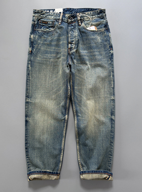 5071品质太D了 蓝边赤耳丹宁直筒牛仔裤春款重工水洗做旧牛仔裤男