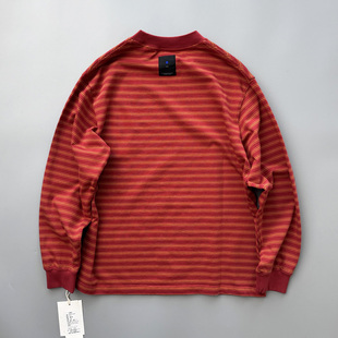 653内搭F神!日系oversize版型 260g纯棉条纹宽松长袖t恤打底衫男