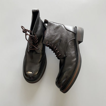 5208-15帅的要M！真皮磨破钢头马丁靴男 头层牛皮厚底马丁靴