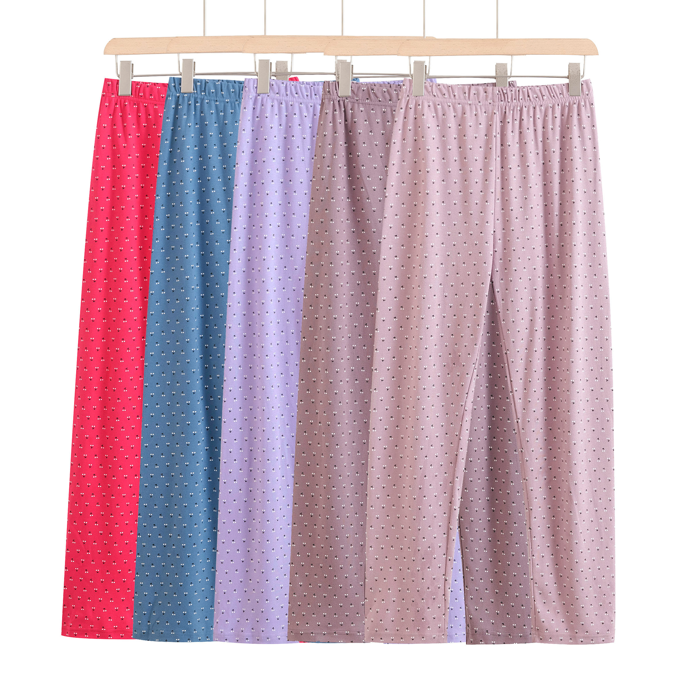 中老年纯棉秋裤女加肥加大码春夏季单件薄款印花口袋衬裤线裤宽松