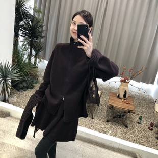 高腰花苞短裙小个子套装 2025冬款 高级感100%羊毛立领拉链女外套