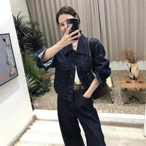 复古牛仔套装女春季2025新款休闲感穿搭牛仔衬衫阔腿裤两件套