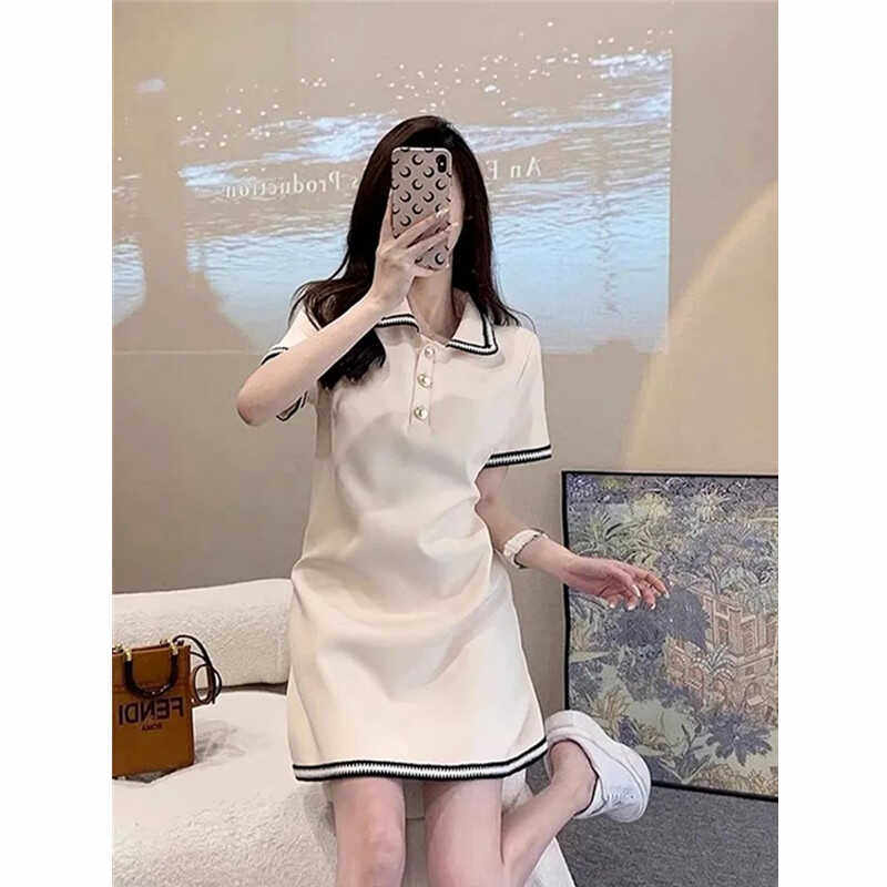 大牌清仓捡漏高级感polo领减龄连衣裙女夏小香风气质名媛显瘦短裙
