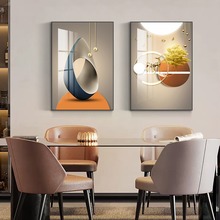 轻奢餐厅墙面装饰画组合双联饭桌墙上饭厅挂画高级感歺厅大气壁画