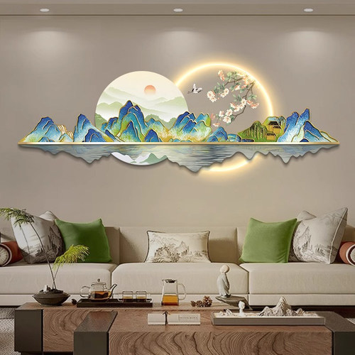 千里江山图客厅挂画led光山水画