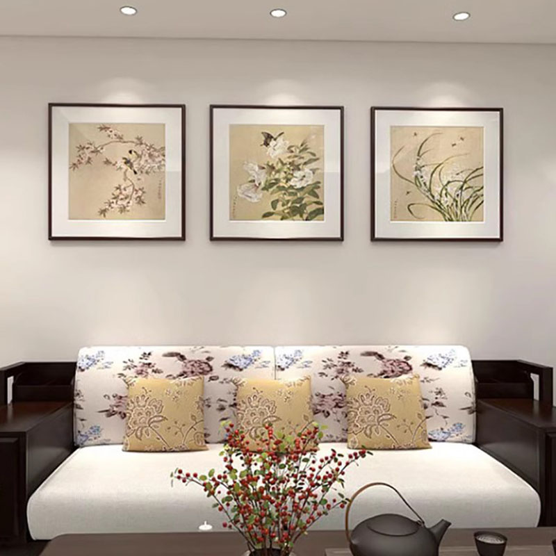 余稚花鸟国画新中式客厅装饰画餐厅挂画沙发背景墙牡丹荷花墙壁画