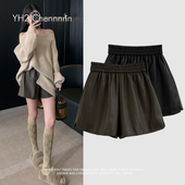 女打底裤 舒适松紧腰显瘦宽松皮短裤 秋 柜级品 YH2.Chennnnn小宸家