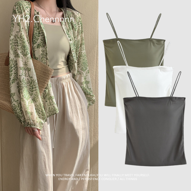 YH2.Chennnnn小宸家 细肩带胸垫美背冰丝吊带背心女内搭外穿抹胸,女装/女士精品,背心吊带,淘宝优惠券,粉丝福利购,淘宝优惠卷