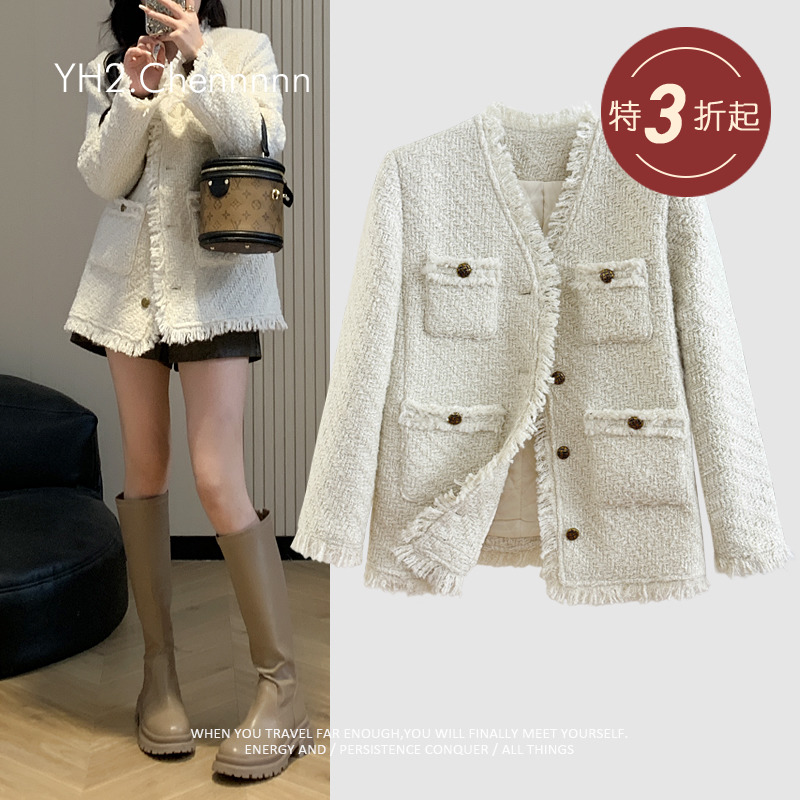 重磅850G小香风夹棉粗花呢外套