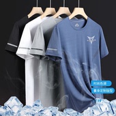 轻奢休闲圆领宽松冰丝网眼短袖 夏季 速干透气运动冰爽t 发货快