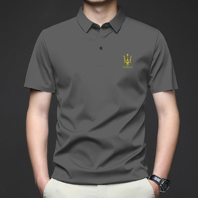 短袖POLO男士冰丝无痕T恤纯色翻领夏季透气休闲宽松上衣潮流百搭