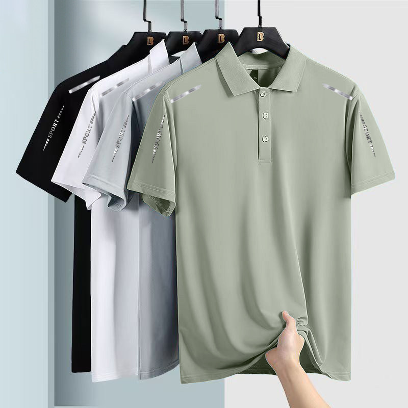 速干冰丝短袖polo衫男款2025夏季薄款休闲商务高端上衣服t恤男士