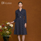 黛玛诗气质优雅连衣裙春新款 场合 裙正式 V领裙子女长袖 格纹西装