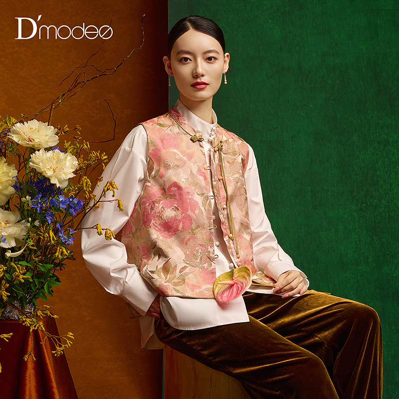 【商场同款】黛玛诗秋复古国风桑蚕丝马甲女新中式外套DC13005253