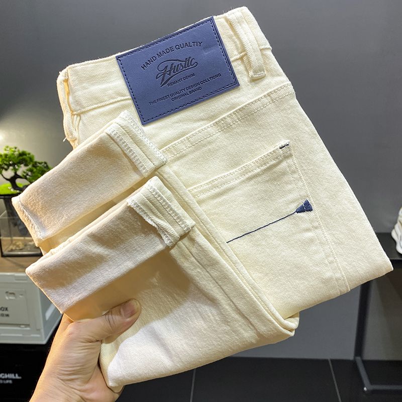 米白色牛仔裤男士夏季薄款