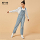 2024年新款 sp68宽松休闲浅蓝色背带牛仔裤 子女直筒宽松韩版 显瘦潮