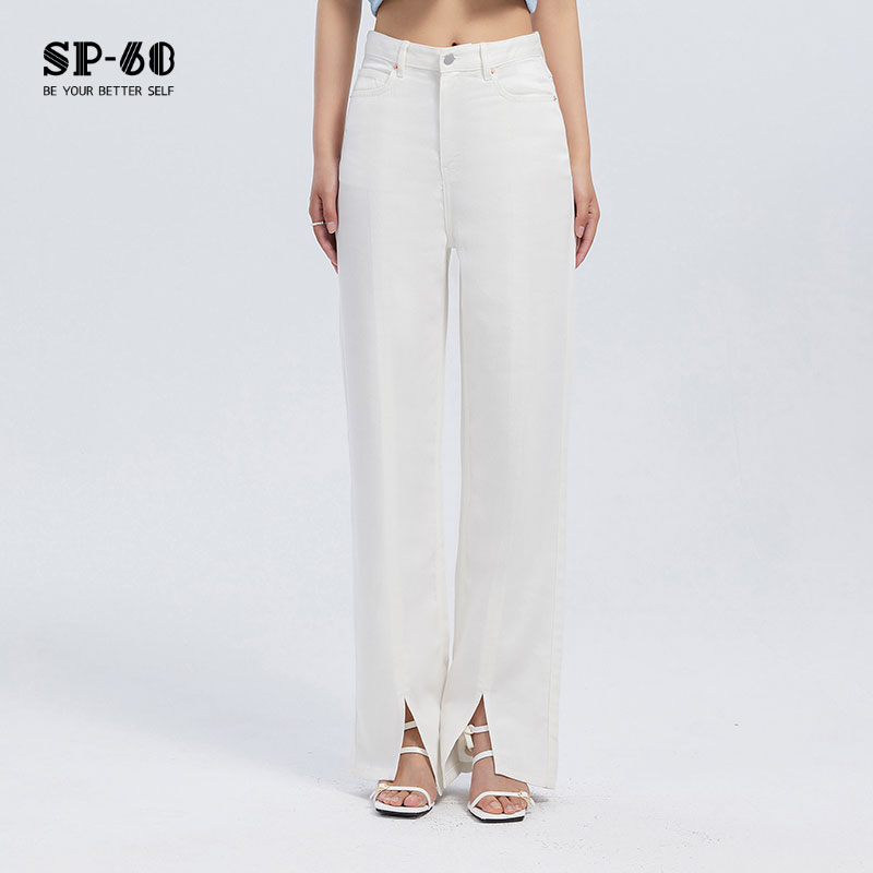 sp68牛仔裤女直筒拖地裤2024年新款夏季薄款白浅色小个子显瘦宽松