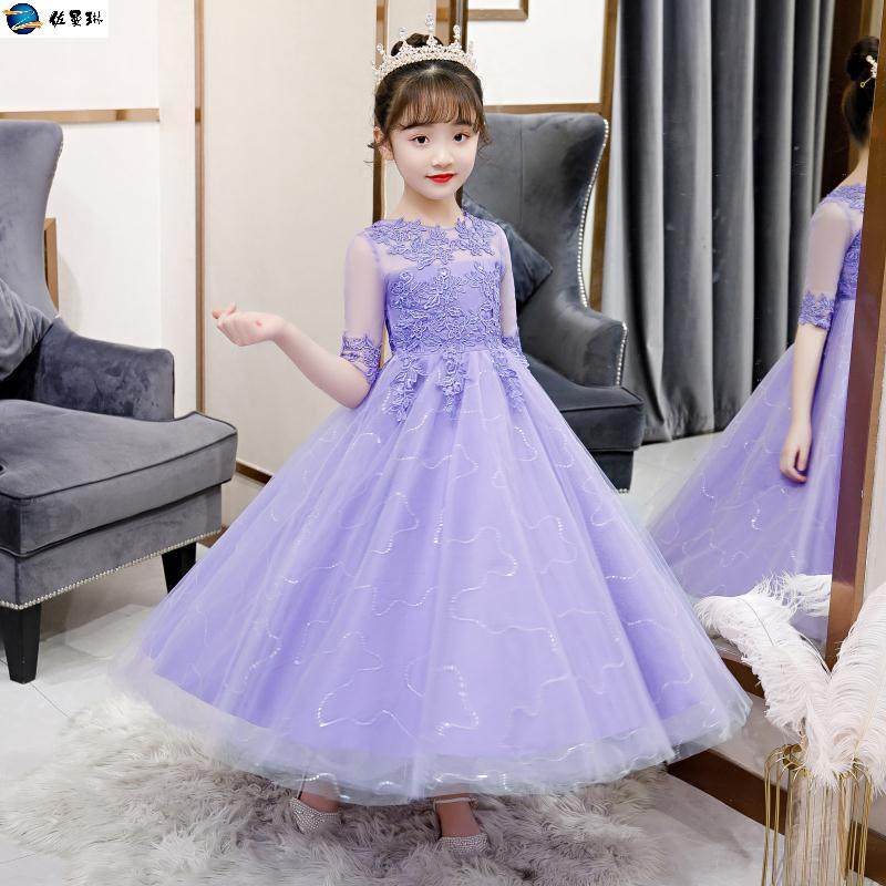 公主裙女童蓬蓬纱秋冬生日儿童优雅小主持人晚礼服女孩花童婚纱裙