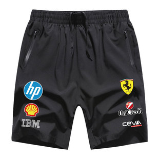 冰丝速干短裤男F1法拉利车队服周冠宇汽车运动潮流五分裤训练短裤