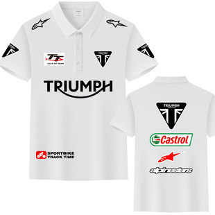 凯旋机车摩托车骑行服俱乐部T恤定制POLO衫冰丝棉夏男士短袖