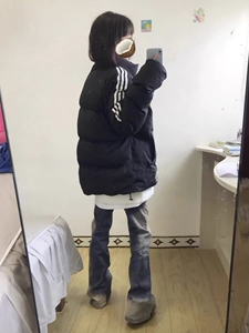黑色羽绒棉服女2023新款冬季小个子oversize情侣加厚保暖棉袄外套