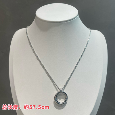 欧比雅比银色双环吊坠金