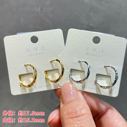琪娅拉新款925纯银极简立体旋转切面通勤ins风圆圈耳扣~约15.2mm