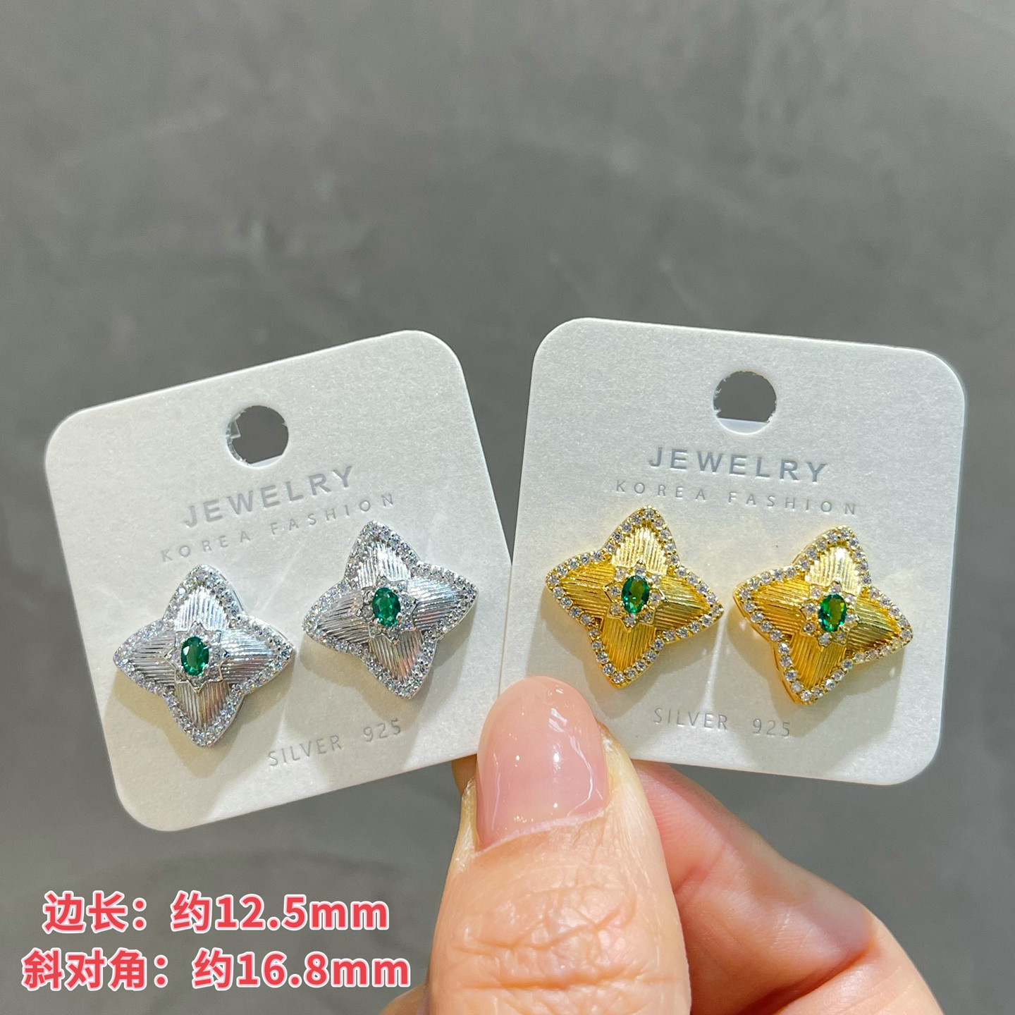 琪娅拉新款925纯银布契纯手工复古拉丝重工轻奢老花耳钉