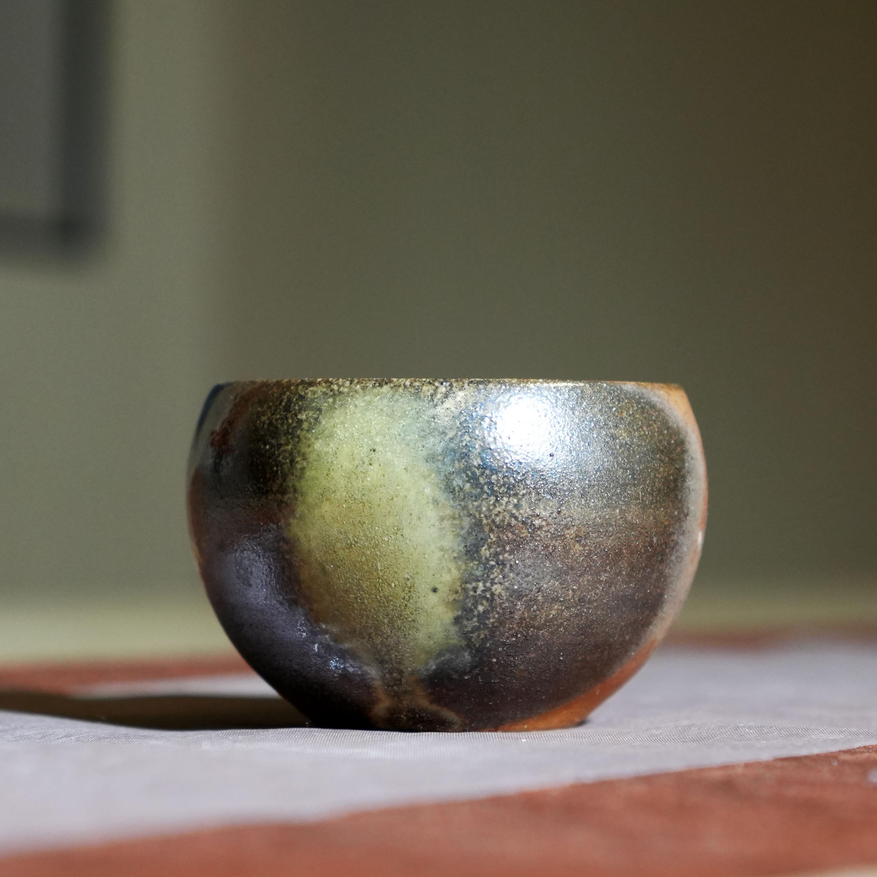 通红柴烧云南手工复古灰釉钵茶杯