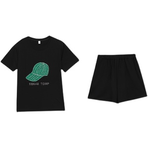 RM10476#夏新款大码女装胖MM休闲时尚洋气宽松显瘦重工镶钻两件套套装