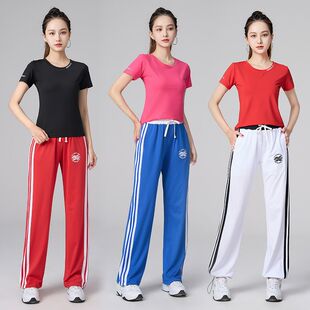 圣曳广场舞蹈服时尚休闲运动速干跑步服上衣反光标印花团队跳操服