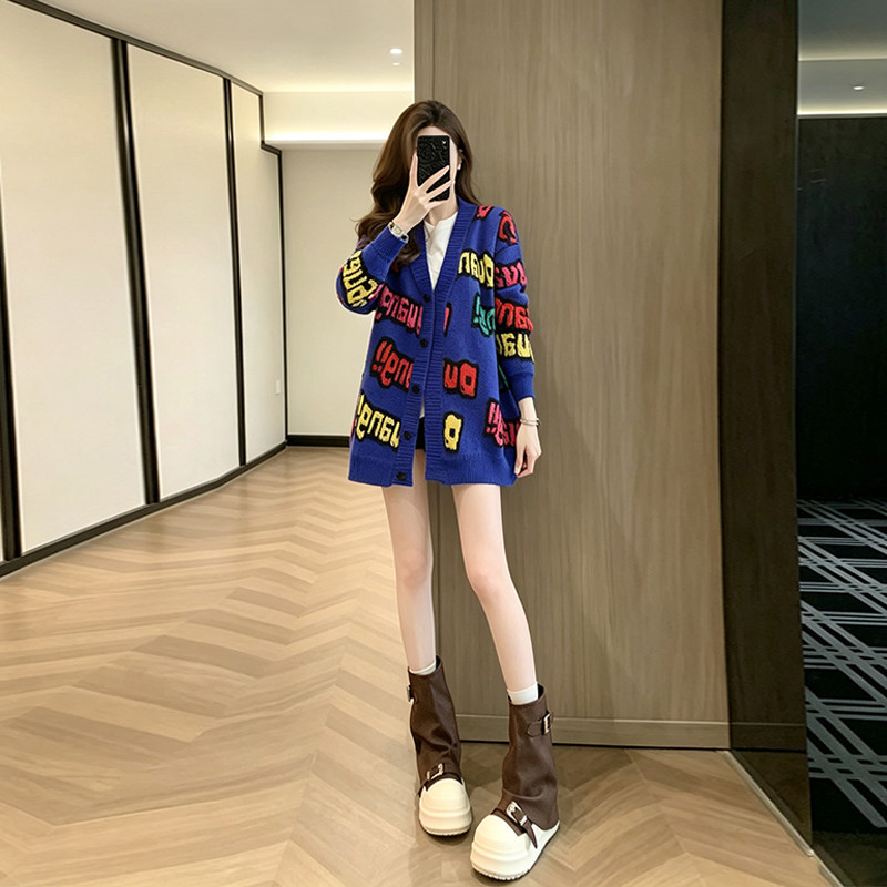 宽松加厚针织开衫女慵懒风时尚气质休闲流行百搭通勤软糯长袖上衣