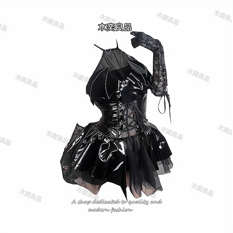 小恶魔皮裙cos二次元连体套装