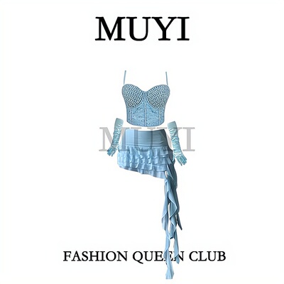 女团金智秀韩舞甜辣蓝色打歌服