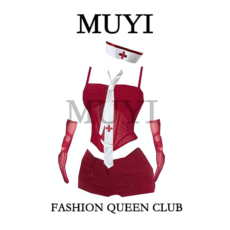 酒吧gogo性感红色cos护士演出服