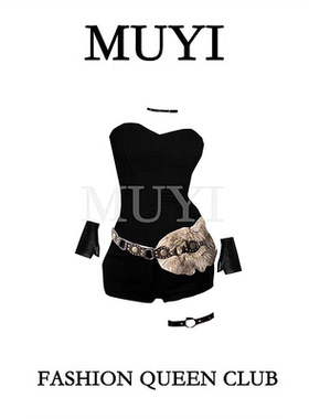 MUYI原创 gogo女团kpop韩舞商演甜酷风黑色抹胸打歌服领舞演出服