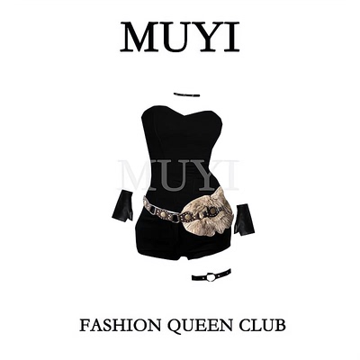 甜酷风黑色抹胸打歌服领舞演出服