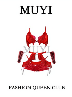 MUYI原创 酒吧gogo红色性感流苏吊带演出服夜总店舞台装氛围舞服