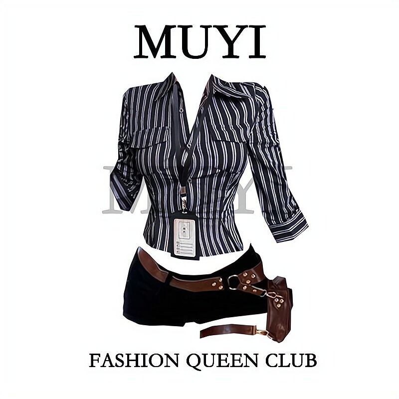 MUYI原创 网红同款条纹修身衬衣美式制服套装酒吧女dj打碟舞台服,女装/女士精品,民族服装/舞台装,淘宝优惠券,粉丝福利购,淘宝优惠卷