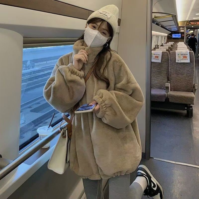 毛茸茸外套女秋冬2025新款韩短外套